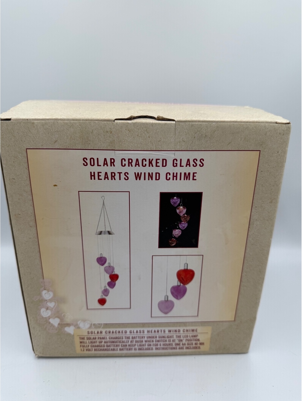 Cracker barrel limited edition Solar Cracked Glass Hearts Wind Chime